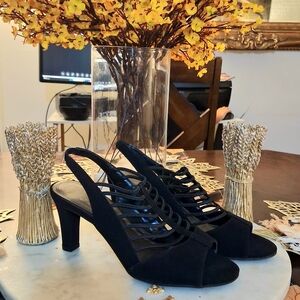 Impo Black Strappy Slingback Heels